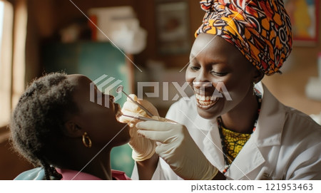 Dentist Examining A Patient at the Dental Appointment Dentist Examining A Patient at the Dental Appointment 121953463
