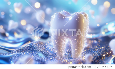 Dental Row 3D Teeth Close-Up Dental Row 3D Teeth Close-Up 121953486