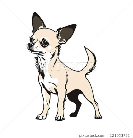 可愛的小狗吉娃娃的卡通插圖 121953731