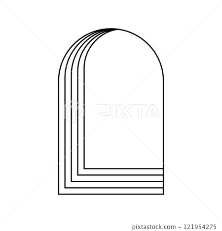 Concentric arch frames isolated on white background. Geometric arc shapes in trendy boho or art deco style. Door or gate, window or portal framework. Vector outline illustration Concentric arch frames isolated on white background. Geometric arc shapes in trendy boho or art deco style. Door or gate, window or portal framework. Vector outline illustration 121954275