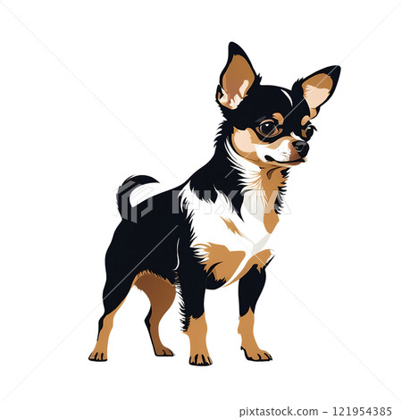 Cutout illustration of a gracefully standing chihuahua 121954385