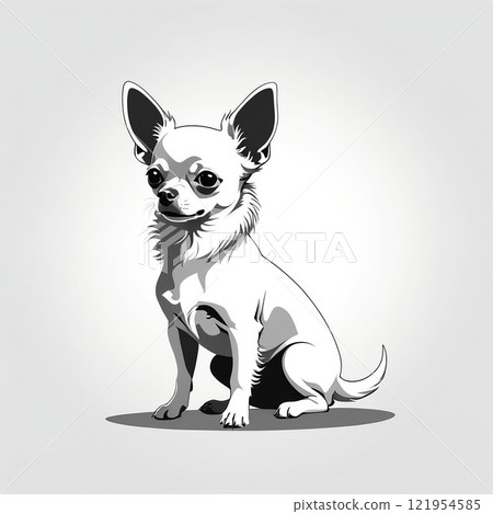 坐著的白色吉娃娃的插圖 坐著的白色吉娃娃的插圖 121954585