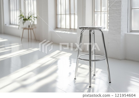 有金屬凳子的房間 121954604