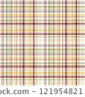 Seamless colorful plaid pattern with red, yellow, green, and white tones.  121954821
