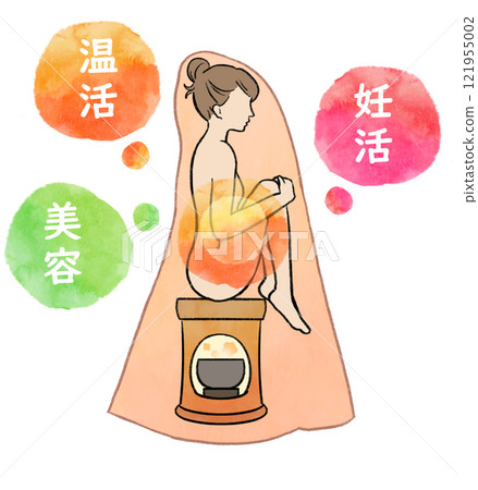 一個女人蒸艾草的溫暖插圖 121955002