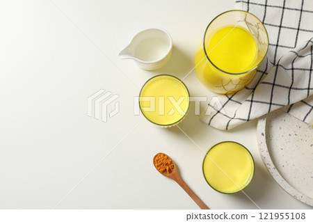 Moon or turmeric milk, concept of tasty drink 121955108