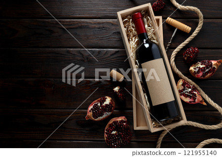Pomegranate wine, concept of delicious alcohol drink Pomegranate wine, concept of delicious alcohol drink 121955140