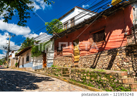 Traditional architecture of Copan Ruinas town near the Mayan archaeological site of Copan in Honduras Traditional architecture of Copan Ruinas town near the Mayan archaeological site of Copan in Honduras 121955248