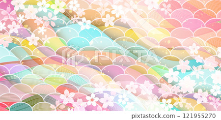 Japanese pattern cherry blossom spring background 121955270
