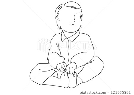 Baby illustration line drawing simple korean baby 121955591