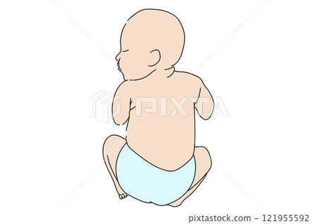 Baby illustration line drawing simple color Korean baby 121955592