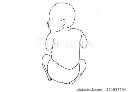 Baby illustration line drawing simple korean baby 121955594