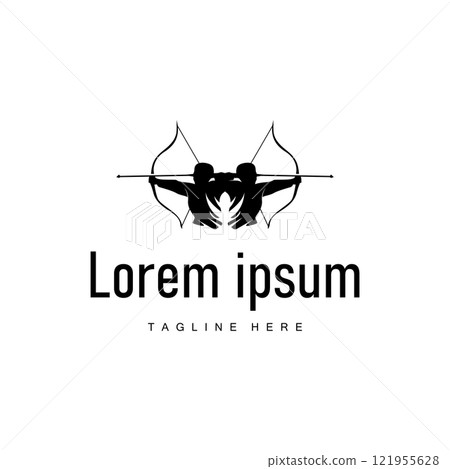 simple archer sports design simple archery logo with black arrow silhouette minimalist illustration product brand template 121955628