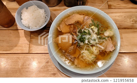 Soy sauce ramen with char siu and rice Soy sauce ramen with char siu and rice 121955658