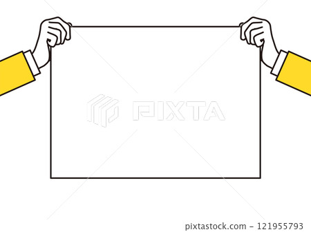 商務人士的手拿著白色面板紙標誌板 商務人士的手拿著白色面板紙標誌板 121955793