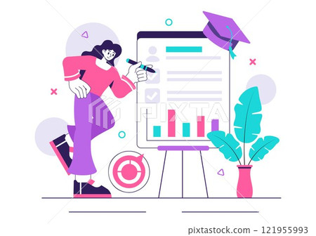 Career Education Vector Illustration Featuring a Growth Oriented Learning Model with Activities Associated with Real Life Experiences in a Background 121955993