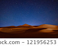 Sahara Desert sand dunes and starry sky 121956253