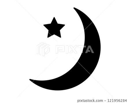新月和星星的輪廓圖標 121956284