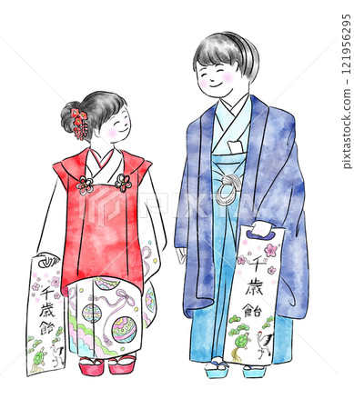 七五山朝聖時穿著和服的孩子 121956295