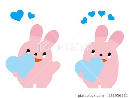 Rabbit with a light blue heart_with expression 01 121956381