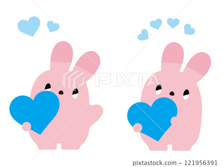 Rabbit with a light blue heart_no expression 01 Rabbit with a light blue heart_no expression 01 121956391