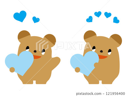 Bear with light blue heart_with facial expression 01 121956400