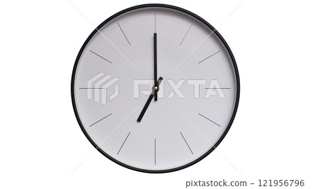 Minimalist Black and White Wall Clock on White background - Perfect for Time Management and Scheduling Concepts - 19.00/07.00 Minimalist Black and White Wall Clock on White background - Perfect for Time Management and Scheduling Concepts - 19.00/07.00 121956796