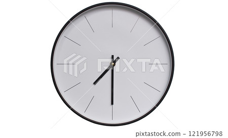 Minimalist Black and White Wall Clock on White background - Perfect for Time Management and Scheduling Concepts - 19.30/07.30 Minimalist Black and White Wall Clock on White background - Perfect for Time Management and Scheduling Concepts - 19.30/07.30 121956798