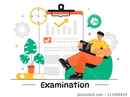 Examination Paper Vector Illustration Featuring an Online Exam, Answer Sheets, Forms, Surveys, and Internet Quizzes in a Flat Style Cartoon Background Examination Paper Vector Illustration Featuring an Online Exam, Answer Sheets, Forms, Surveys, and Internet Quizzes in a Flat Style Cartoon Background 121956819