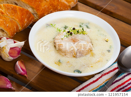 Cream soup with cod Cream soup with cod 121957154