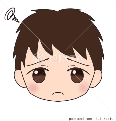 Troubled boy's face 121957410