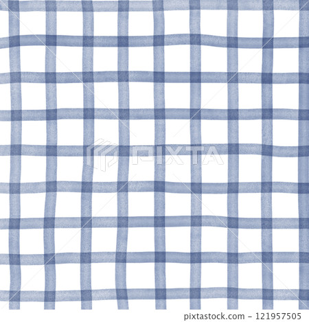 Navy Blue Plaid Hand Drawn Background Pattern Overlay 121957505