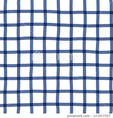 Navy Blue Plaid Hand Drawn Background Pattern Overlay 121957507