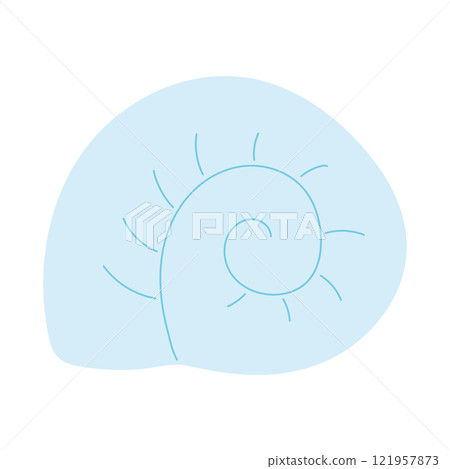 Cute blue seashell in simple flat style for summer poster or banner. Cute blue seashell in simple flat style for summer poster or banner. 121957873