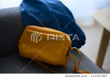 Scene with a yellow school bag Scene with a yellow school bag 121957987