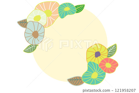 斯堪的納維亞風格花框H03圓形花葉框 121958207