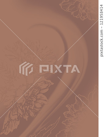 Floral gradient background in the 2025 color of the year Mocha Mousse. Hand drawn outline and silhouette flowers with brown tone. Perfect for creating trendy graphic resource and stylish designs. 121958414