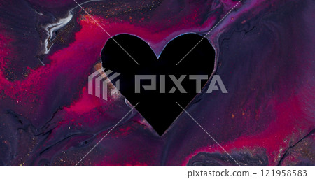 Paint love. Heart shape. Defocused red purple multicolor black frame ink marble texture mix on abstract art romantic background. Paint love. Heart shape. Defocused red purple multicolor black frame ink marble texture mix on abstract art romantic background. 121958583