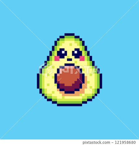 Pixel art Cute Avocado Character game asset design Pixel art Cute Avocado Character game asset design 121958680