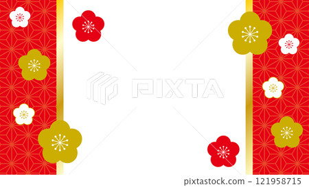 日式框紅金麻葉梅花左右 日式框紅金麻葉梅花左右 121958715