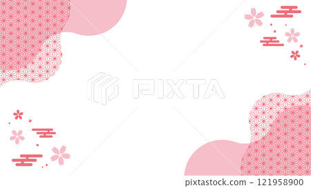 Japanese style frame pink hemp leaf shape cherry blossom e-kasumi Japanese style frame pink hemp leaf shape cherry blossom e-kasumi 121958900