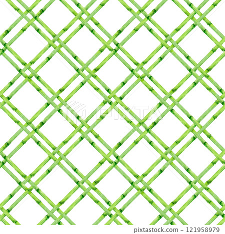 Beautiful seamless pattern with hand drawn bamboo lattice in vacation style. Ready print design. 121958979