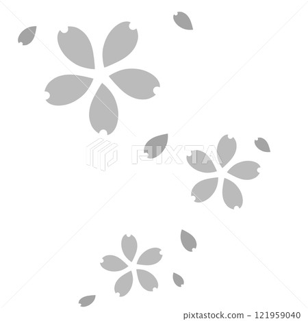 灰色簡單的櫻花和花瓣 121959040