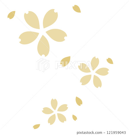 黃色簡單的櫻花和花瓣 黃色簡單的櫻花和花瓣 121959043
