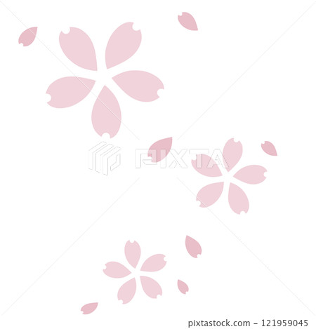 Simple cherry blossoms and petals in pale pink with a bluish tint Simple cherry blossoms and petals in pale pink with a bluish tint 121959045