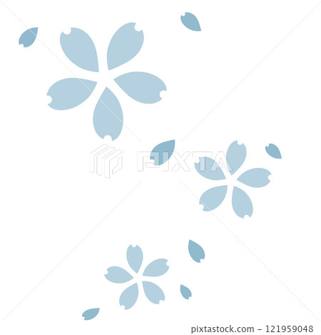 藍色簡單的櫻花和花瓣 121959048