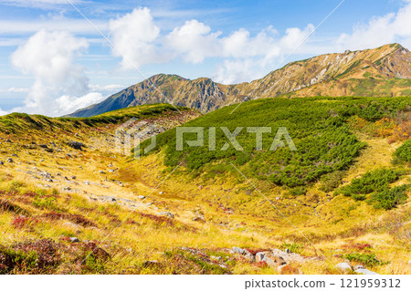 秋天的立山黑部阿爾卑斯山路線～紅葉的室堂平 121959312