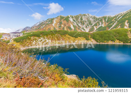 Autumn in the Tateyama Kurobe Alpine Route, autumn leaves at Murododaira, Mikurigaike Pond Autumn in the Tateyama Kurobe Alpine Route, autumn leaves at Murododaira, Mikurigaike Pond 121959315