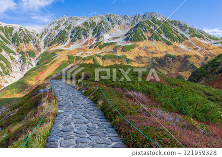 秋天的立山黑部阿爾卑斯山路線～紅葉的室堂平 121959328