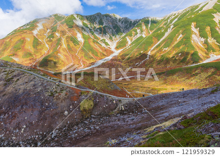 Autumn in the Tateyama Kurobe Alpine Route: Autumn leaves at Murododaira 121959329